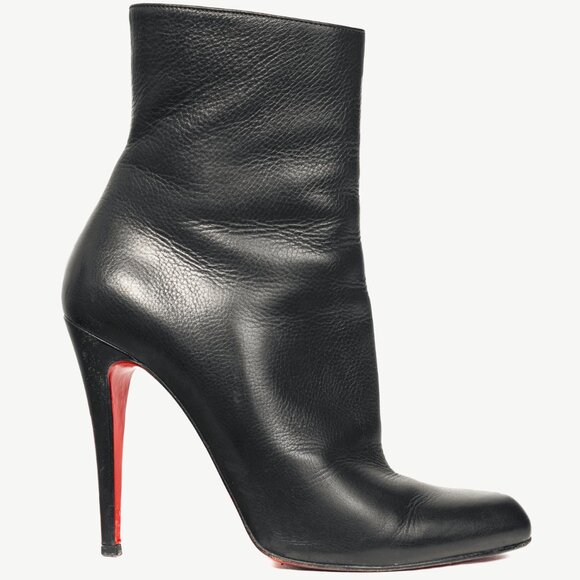 Christian Louboutin Shoes - Christian Louboutin Black Grained Leather Heeled Booties